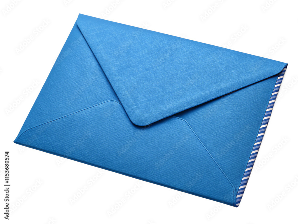 Blue envelope with a classic flap, ideal for formal invitations, greetings, and professional correspondence. Isolated on transparent background, PNG.