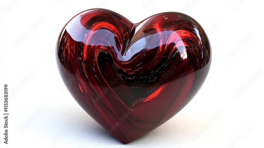Red glossy heart, 3D render, love symbol. Red glossy heart, 3D render, love symbol.