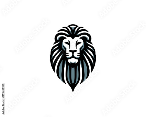 Lion head logo, lion head icon, lion face logo. Simple silhouette. Flat style. Logo design template. Vector illustration. Animal logotype concept. photo