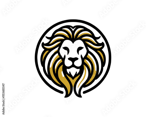 Lion head logo, lion head icon, lion face logo. Simple silhouette. Flat style. Logo design template. Vector illustration. Animal logotype concept.