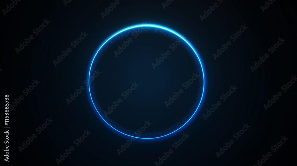 Blue glowing rings on a minimalist black background Blue glowing rings on a minimalist black background