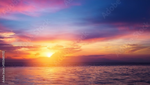 Colorful sunset background with copy space for design. Generated image
