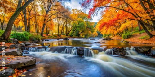 Minnehaha Creek, Minneapolis, autumn's tilt-shift marvel. photo