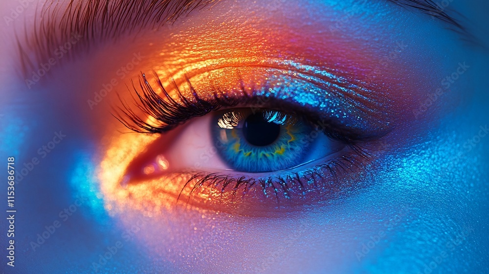 close-up of an eye with vibrant eyeshadow. close-up of an eye with vibrant eyeshadow.