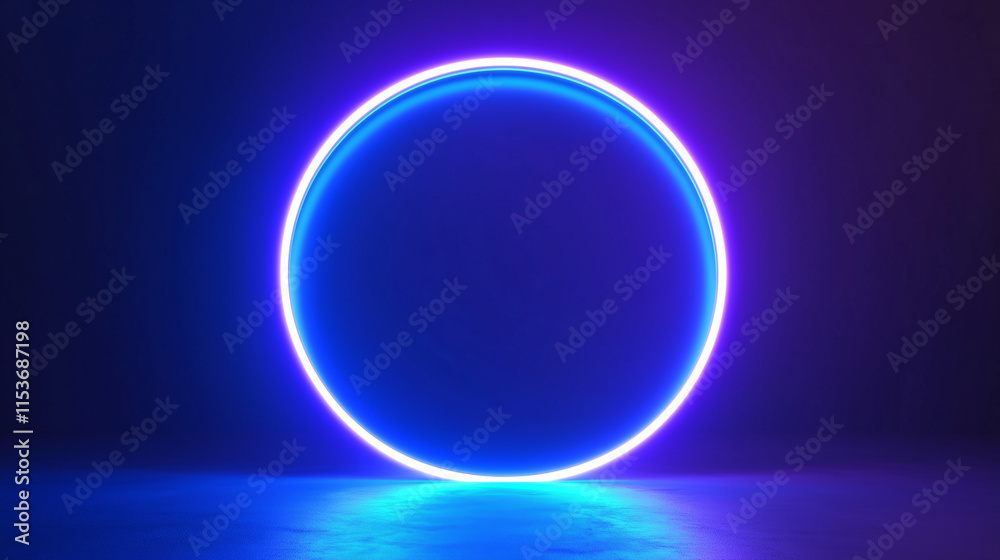 Blue glowing rings on a minimalist black background Blue glowing rings on a minimalist black background