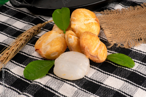 Borassus Flabellifer or Ice Apple or Wine Palm or Doub Palm - Young Fruit with Sweet and Healthy Water. In India, one of the fruits you will find on every street corner during summer. photo