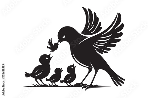 Wallpaper Mural Charming Perched Bird Silhouette for Illustrations Torontodigital.ca