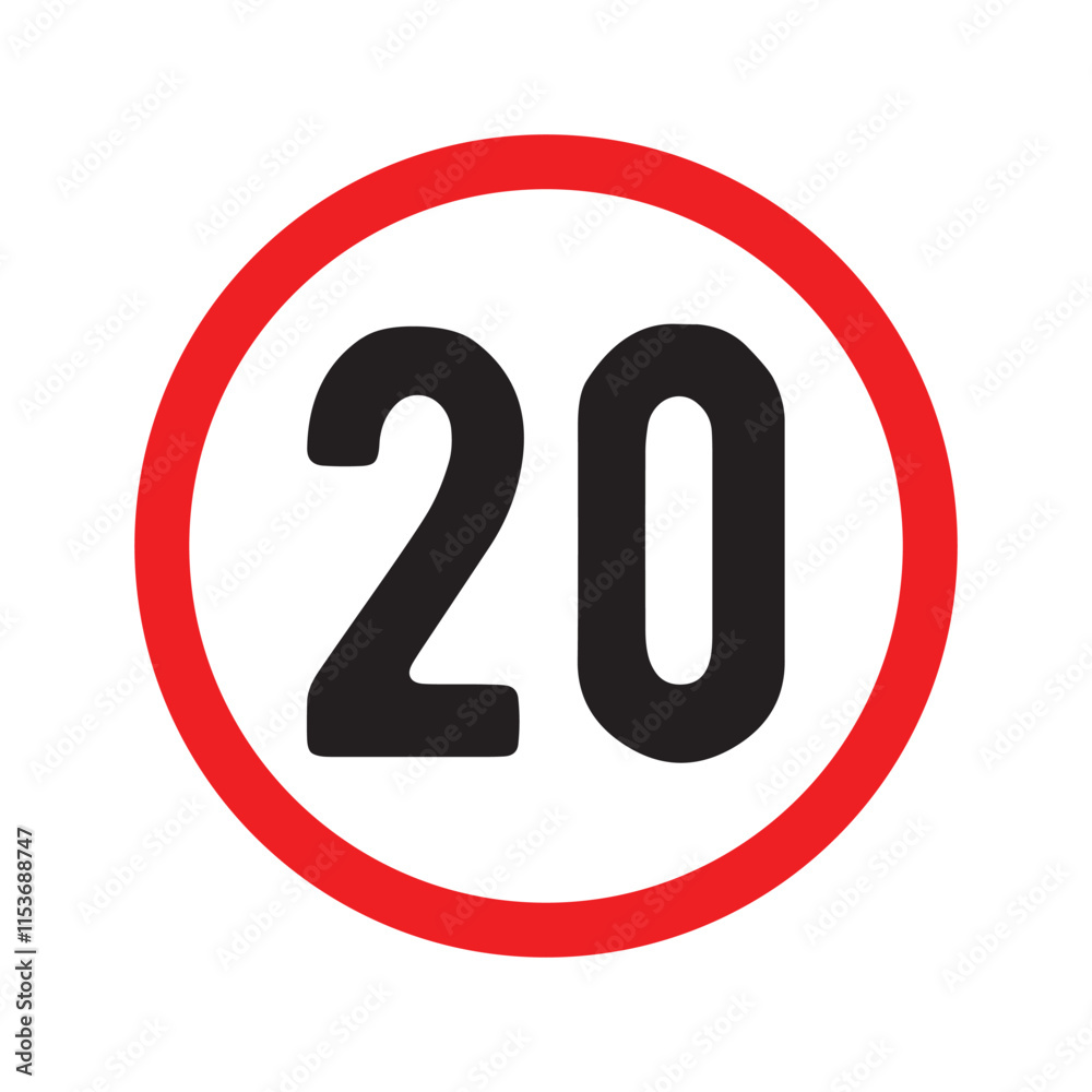 Speed limit sign icon set. Km car speed limit sign set with black number and red circle. Vector illustration in eps 10. Speed limit sign icon set. Km car speed limit sign set with black number and red circle. Vector illustration in eps 10.