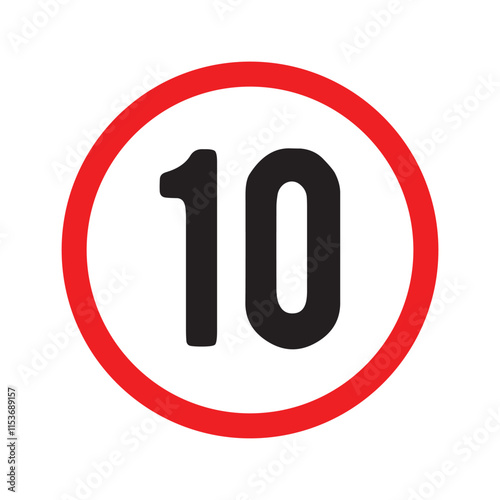 Speed limit sign icon set. Km car speed limit sign set with black number and red circle. Vector illustration in eps 10.