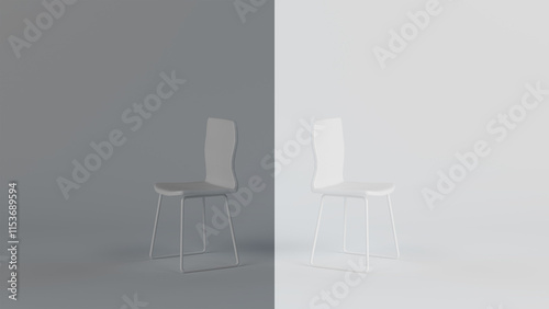 Φωτογραφία Gray and white chairs with their backs to each other
