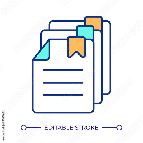 Documented based chunking RGB color icon. Dividing data into uniformly sized segments. RAG services for business. Isolated vector illustration. Simple filled line drawing. Editable stroke