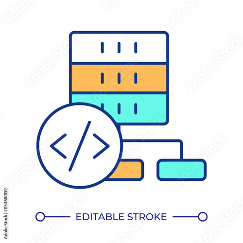 More developer control RGB color icon. Coding symbol with data service. Choosing current information for research. Isolated vector illustration. Simple filled line drawing. Editable stroke