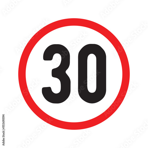 Speed limit sign icon set. Km car speed limit sign set with black number and red circle. Vector illustration in eps 10.