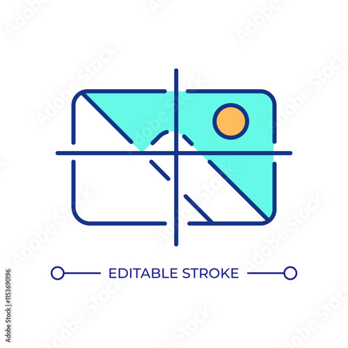 Vision transformer RGB color icon. Image recognition technology. Processing graphic files with AI technology. Digital content. Isolated vector illustration. Simple filled line drawing. Editable stroke