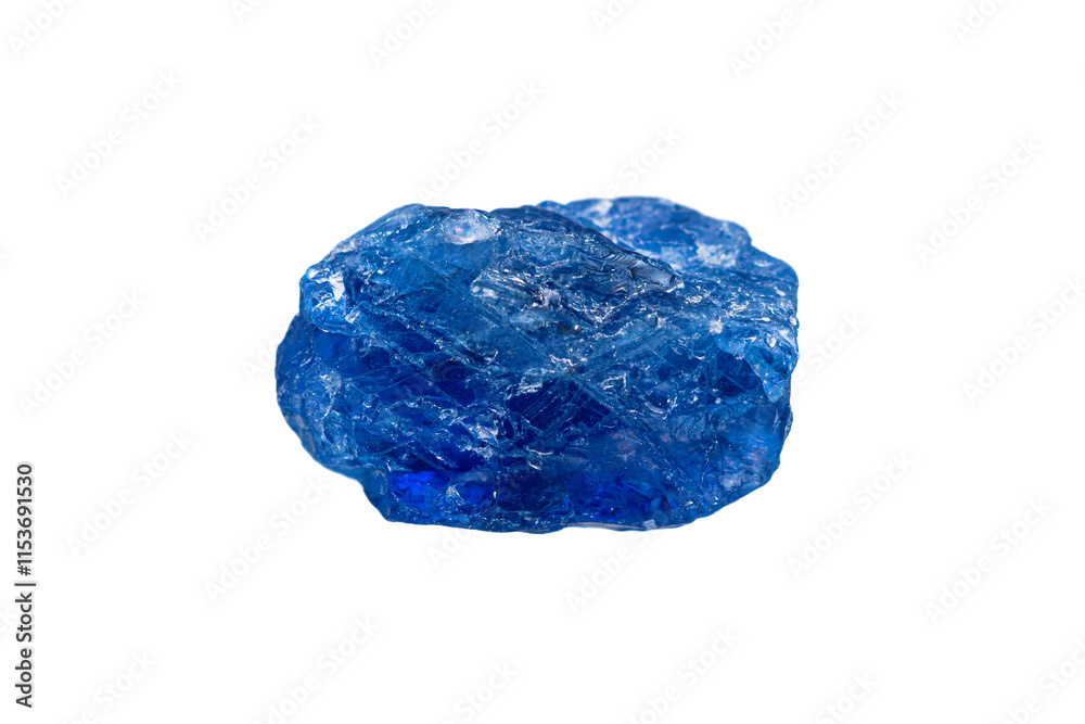 Rare natural rough Burmese royal blue sapphire gemstone on white background (corundum gemstone group)(selective focus) Rare natural rough Burmese royal blue sapphire gemstone on white background (corundum gemstone group)(selective focus)