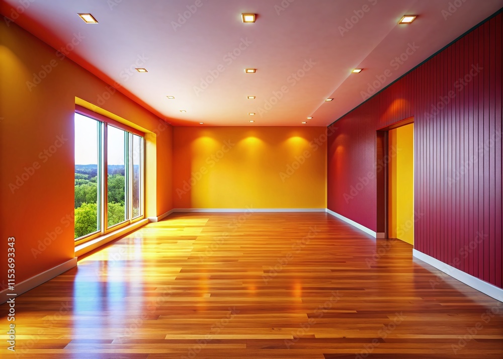 Obraz premium Tilted minimalist room, AI art, abstract blurred perspective.