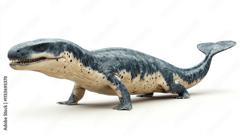 Obraz premium Dakosaurus Prehistoric Marine Predator Isolated on White. Generative AI