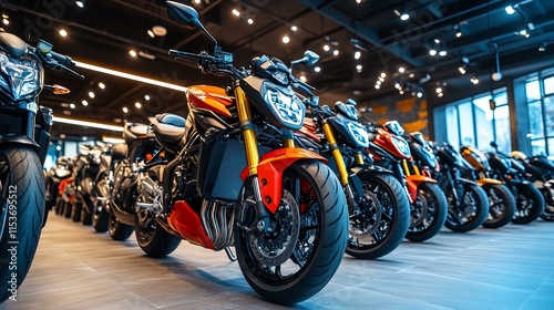 Wallpaper Mural A row of motorcycles on display at a store or showroom. Torontodigital.ca