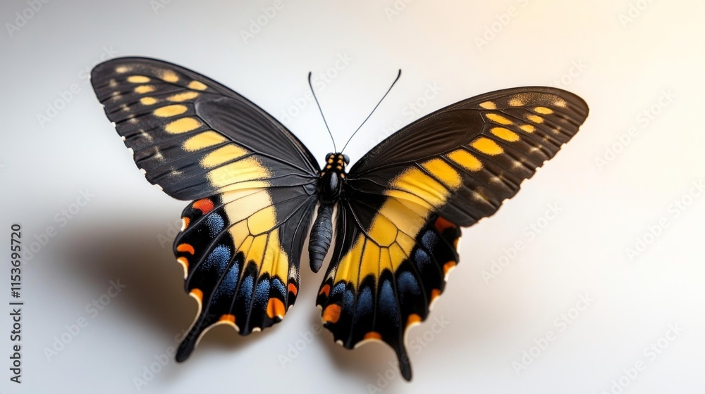 Swallowtail Butterfly on White Background. Generative AI Swallowtail Butterfly on White Background. Generative AI