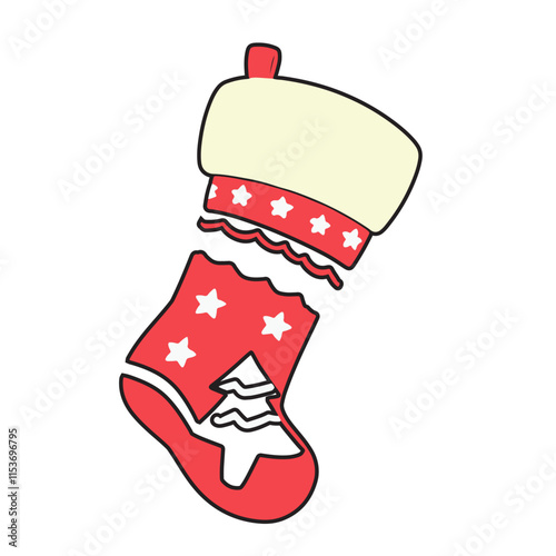 A Christmas stocking icon with a plain design, isolated on a white background.