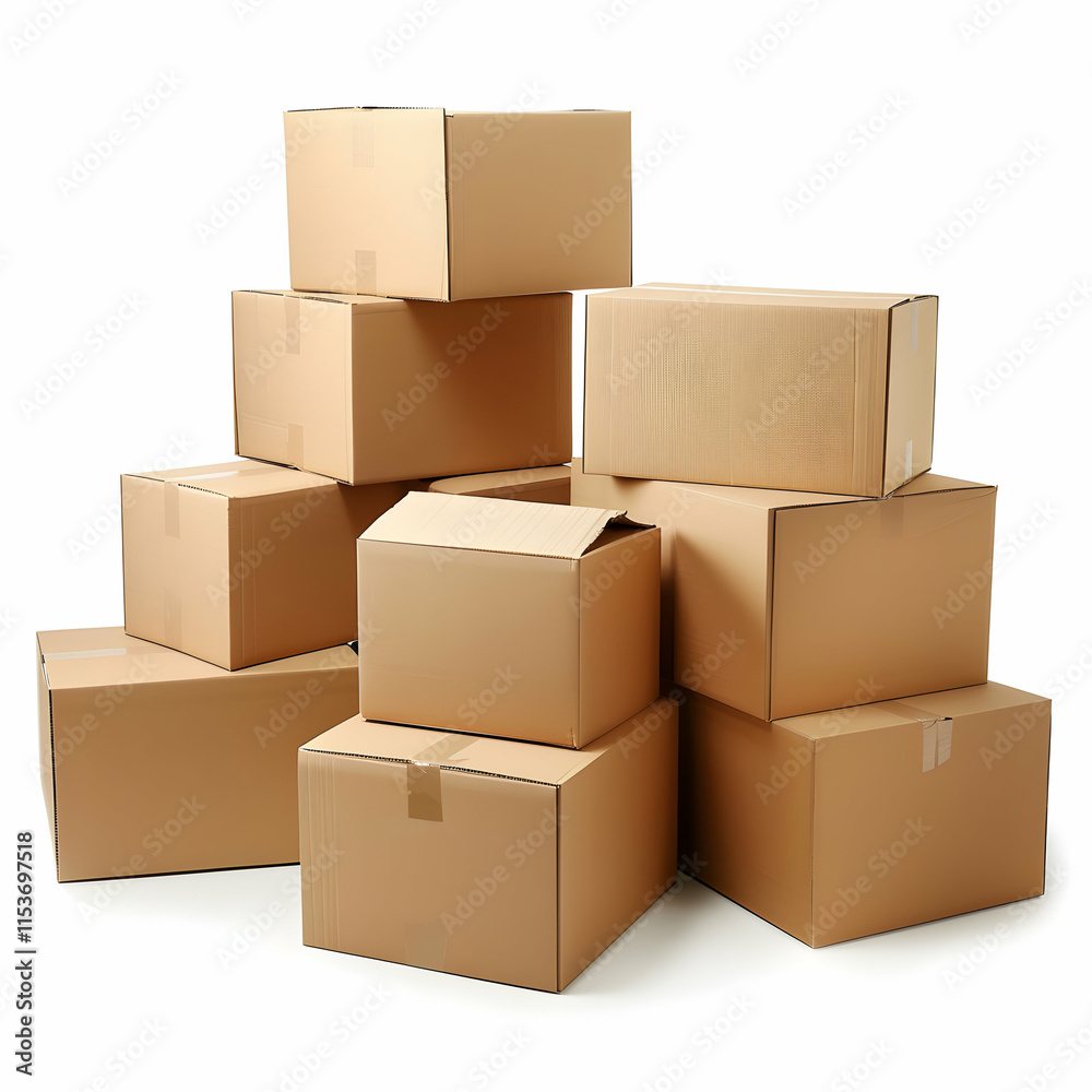 Stacked Brown Cardboard Boxes for Shipping and Storage Solutions Stacked Brown Cardboard Boxes for Shipping and Storage Solutions