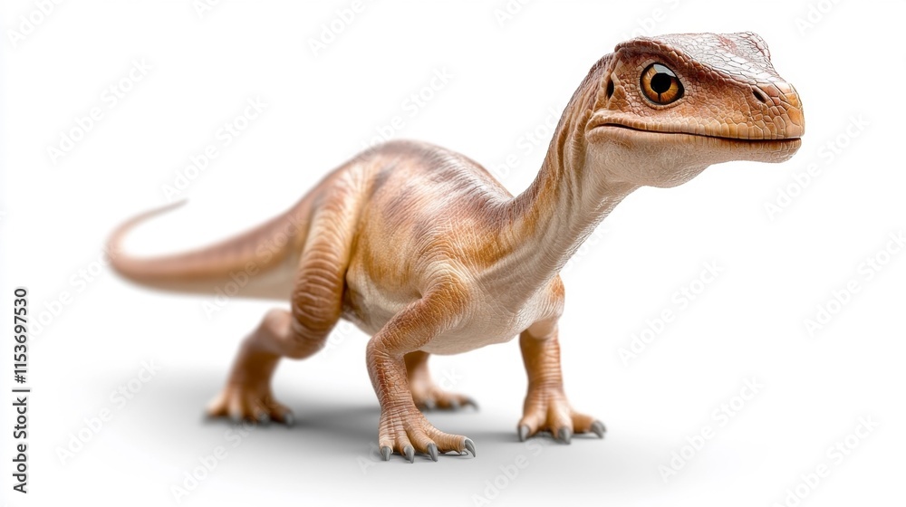 Fototapeta premium Gallimimus Dinosaur on White Background. Generative AI