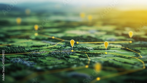 Exploring Rural Landscapes: GPS Navigation and Route Optimization Across Green Fields and Villages