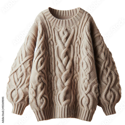 chunky knit cardigan in earthy tones, great for layering over blouses or lightweight tops..isolated on transparent background