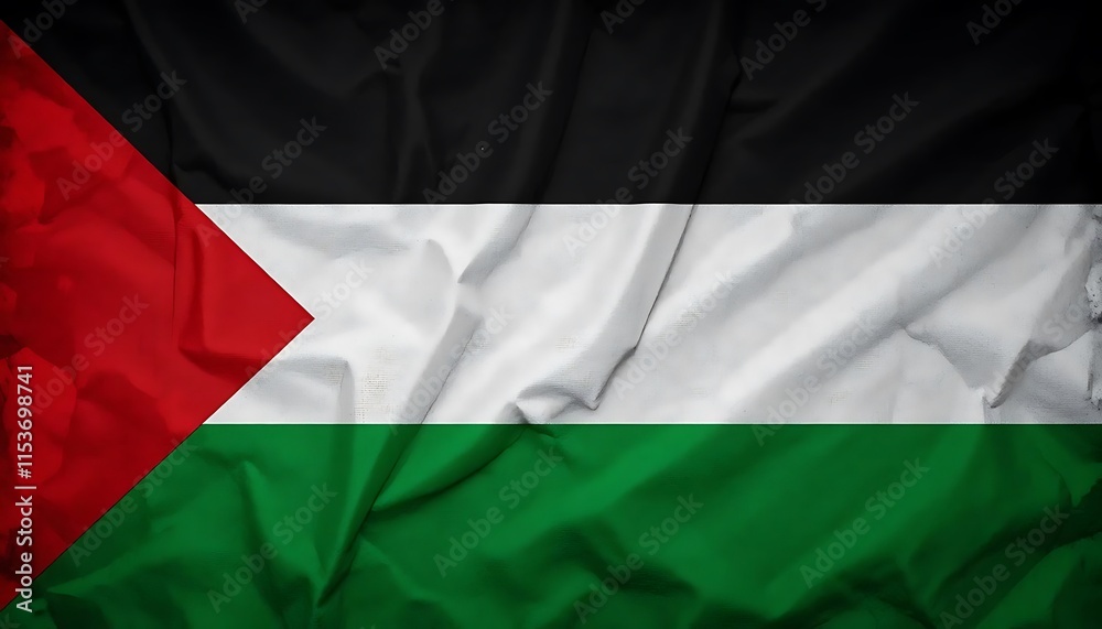 Wrinkled Palestinian Flag Detailed Textile Image. Generative AI Wrinkled Palestinian Flag Detailed Textile Image. Generative AI