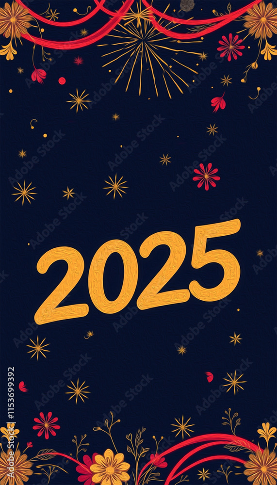Happy New Year . Design of greeting cards, covers, website banners. Oil paint Happy New Year . Design of greeting cards, covers, website banners. Oil paint