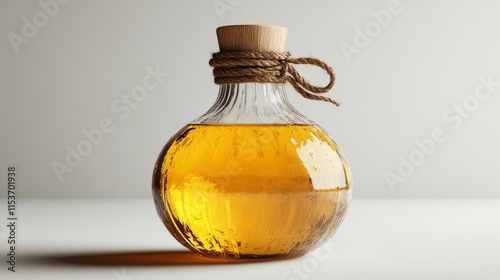 Cooking Oil in Glass Jar with Wooden Stopper. Generative AI photo