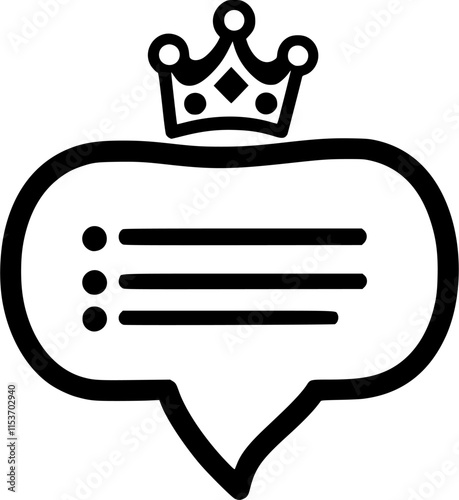 featuring a crown above a speech bubble with dots