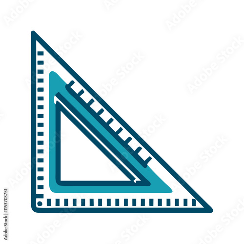 A joiner's triangle with a modern design emphasizing precision and accuracy of measurement on a transparent background