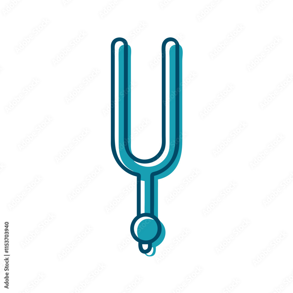 Illustration of a tuning fork on transparent background