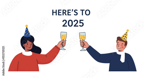 Happy New Year's Eve party, people toasted glasses.