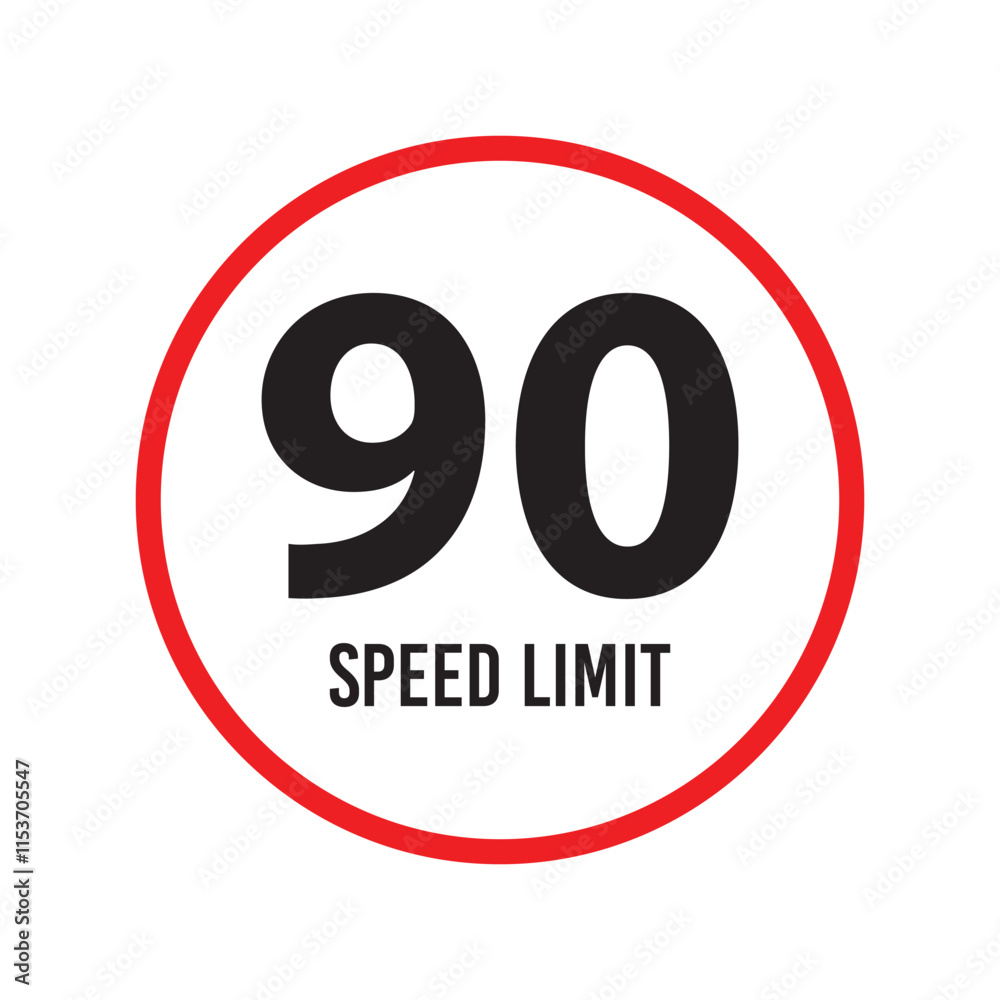 Speed limit signs and symbols depicting speed limits ranging from 5 to 100, featuring a standard design with black text on red circles. Vector illustration in eps 10.
