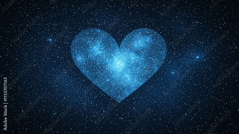 Glowing blue heart-shaped nebula in space.