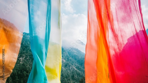 Wallpaper Mural Vibrant Banners Fluttering in Natural Light Torontodigital.ca