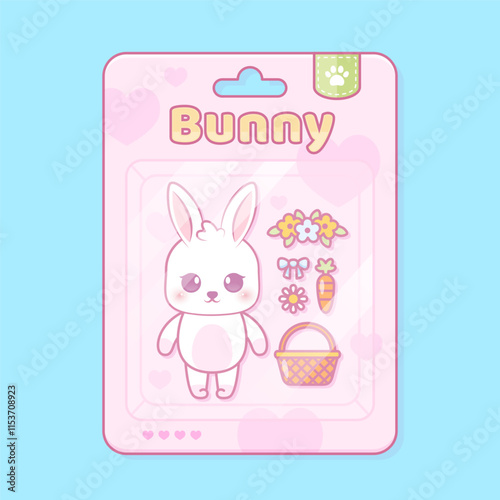 cute rabbit toy in blister packaging design