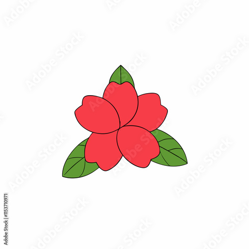 red flower with green leaves