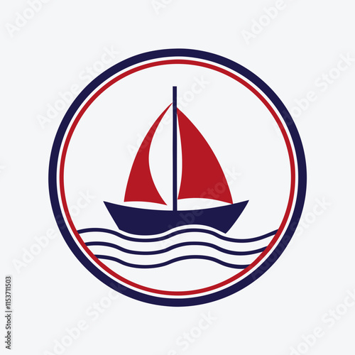 Minimalist Sailboat Logo Vector Design.