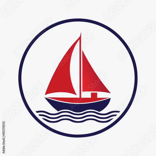 Minimalist Sailboat Logo Vector Design.