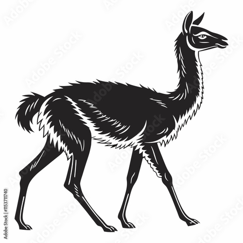 Vicuna vector silhouette black design white background