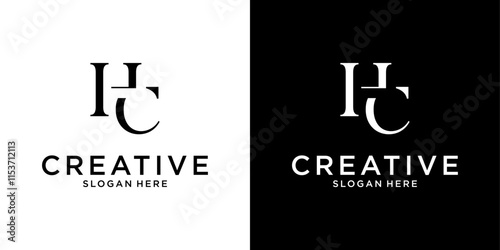  HC or CH initial letter logo design vector