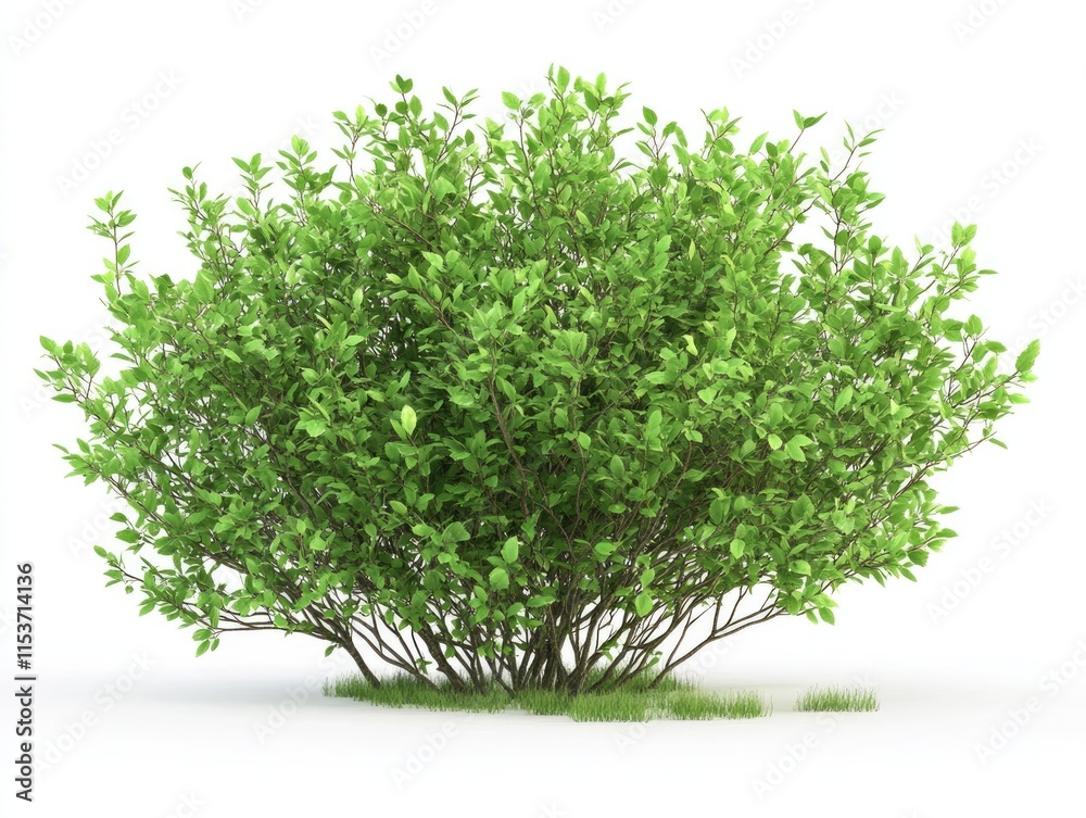Obraz premium Common Hazel Bush Isolated on a Bright White Backdrop, Showcasing Lush Green Foliage in a Natural Setting