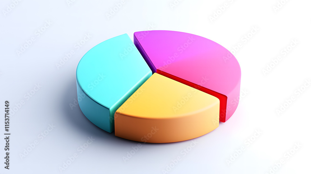 Obraz premium Colorful 3D Pie Chart on White Background for Data Visualization and Analytics