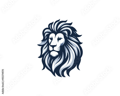 Lion head logo, lion head icon, lion face logo. Simple silhouette. Flat style. Logo design template. Vector illustration. Animal logotype concept. photo