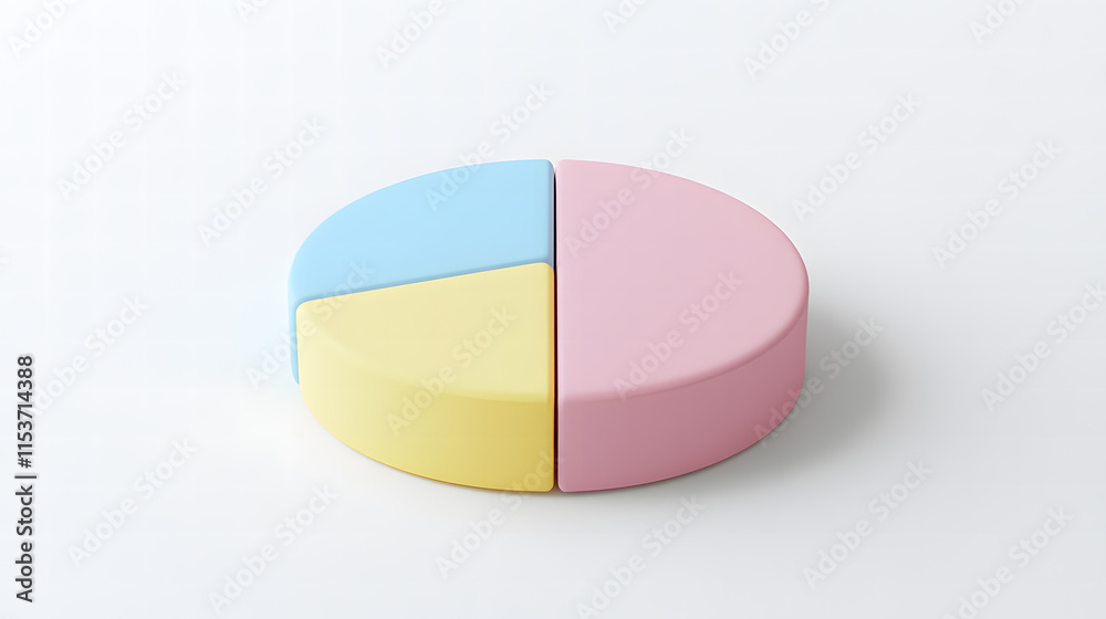 Obraz premium Colorful 3D Pie Chart on White Background for Data Visualization and Analytics