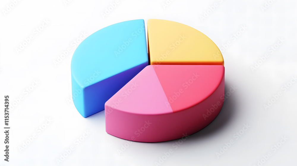 Obraz premium Colorful 3D Pie Chart on White Background for Data Visualization and Analytics