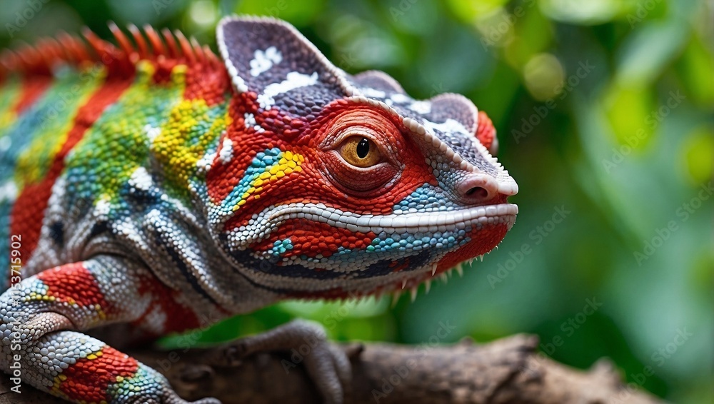 Exotic Chameleon Displaying Vibrant Nature Colors Exotic Chameleon Displaying Vibrant Nature Colors